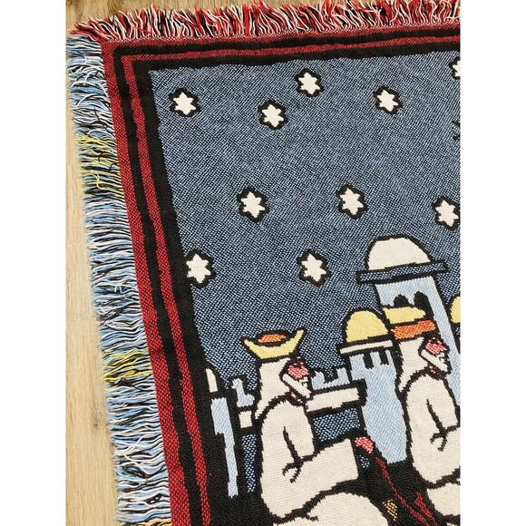 Woven Tapestry Throw Blanket Christmas Wise Men Child Born Bethlehem Reversible - Picture 2 of 16